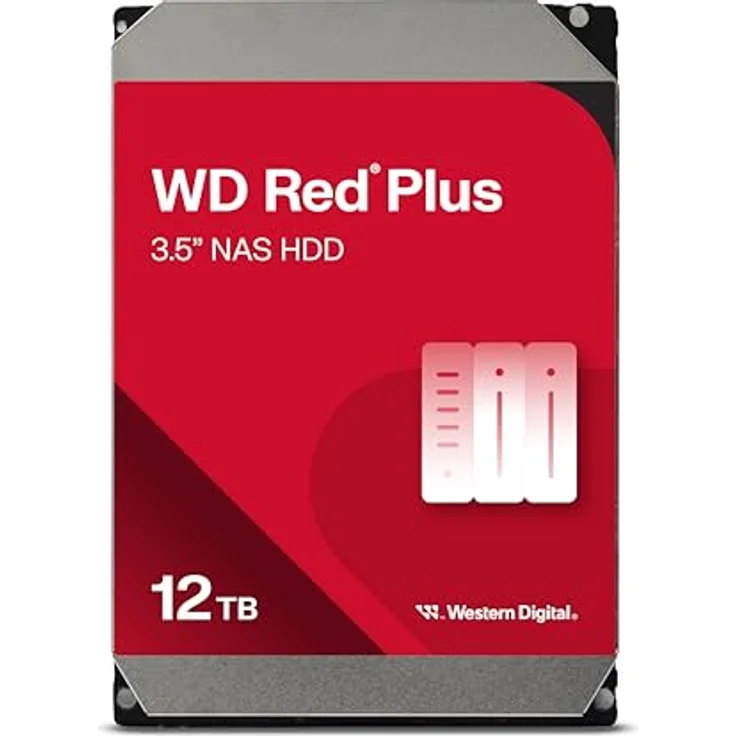 Western Digital WD Red Plus 12TB NAS, 3,5" Interne Festplatte mit 7200 RPM, SATA 6Gb/s, CMR, 512MB Cache – Bild 1
