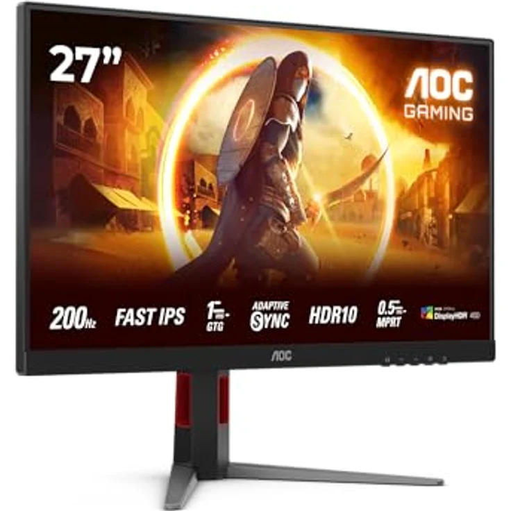 AOC Gaming 27G4HA, 27 Zoll Full HD Monitor mit 200 Hz, 1 ms Reaktionszeit, G-Sync-kompatibel, HDR10, schwarz-rot – Bild 1