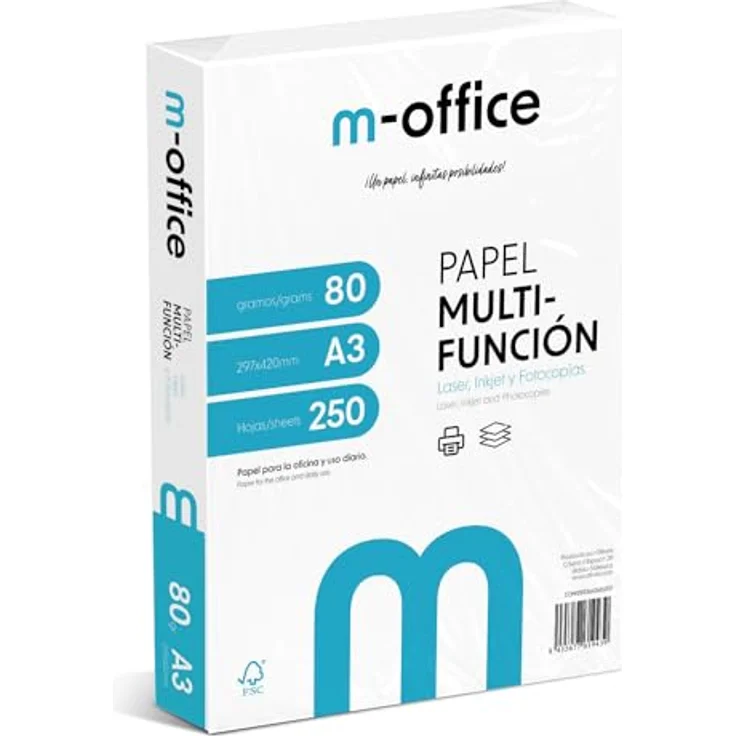 OFITURIA A3-Papier, 80 g/m², 250 Blatt, Multifunktionspapier für Inkjet- und Laserdrucker, 297 x 420 mm, ideal für Büro und Zuhause – Bild 1
