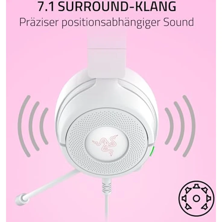 Razer Kraken Kitty V3 X, kabelgebundenes Gaming-Headset mit HyperClear Kardioid Mikrofon, Triforce 40mm Treiber, 3,5mm Klinkenanschluss und Katzenohren, weiß – Bild 5