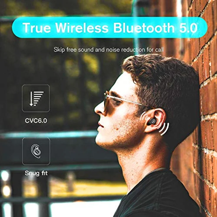 QCY-T1 TWS Bluetooth 5.0 Sport-Kopfhörer In-Ear, kabellos,Mehr als 20 Std. Batterielaufzeit mit Ladecase, IPX4 wasserfest und integriertes Duo HD Mikrofon, schwarz – Bild 3