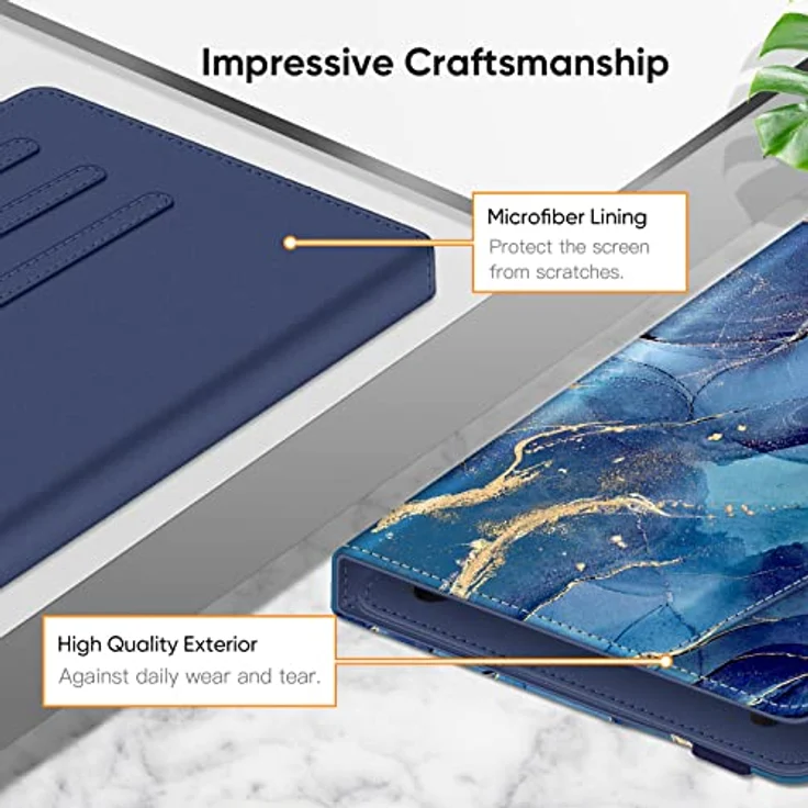 Fintie Tablet Universal Hülle für 9-11" Tablets, Multi-Winkel, Marmor Ozean, mit Dokumentenschlitzen und Elastikband – Bild 2
