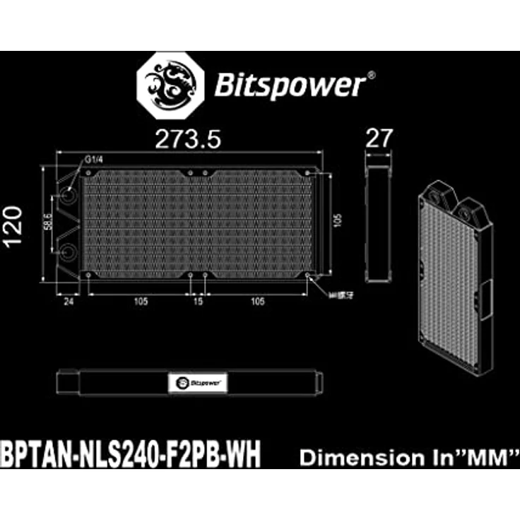 Bitspower Tarasque II Heizkörper 240mm - weiß – Bild 3
