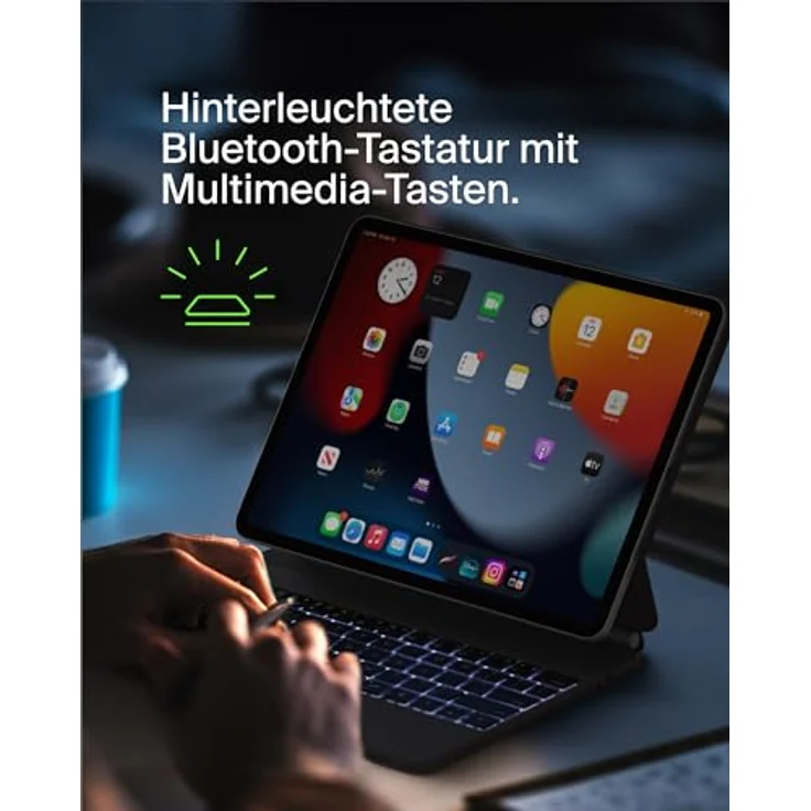 Belkin Pro Bluetooth-Tastatur mit Hülle und magnetischem Ständer, iPad Tastatur, Multi-Gesture-Steuerung, Apple Pencil magnetische Befestigung, QWERTZ, Multimedia-Tasten für iPad M4 Pro 13”, Schwarz – Bild 4