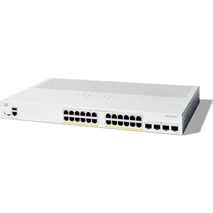 Cisco Catalyst 1300-24P-4G-Managed-Switch, 24-Port-GE, PoE, 4 x 1-GE-SFP, eingeschränkter Lebenszeitschutz (C1300-24P-4G)