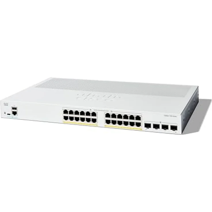 Cisco Catalyst 1300-24P-4G-Managed-Switch, 24-Port-GE, PoE, 4 x 1-GE-SFP, eingeschränkter Lebenszeitschutz (C1300-24P-4G) – Bild 1