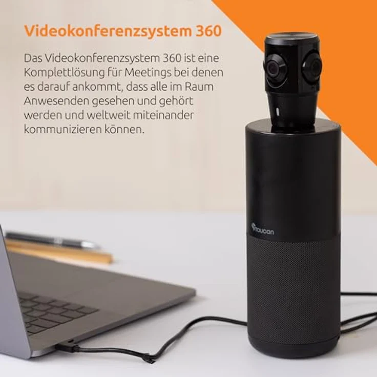 TOUCAN Video Conference System 360, Professionelle Plug-und-Play-USB-Webcam mit 360°-Kamera, omnidirektionalem Mikrofon, KI-Sprachverfolgung und klarem Audio-Lautsprecher für Videoanrufe zu Hause – Bild 4