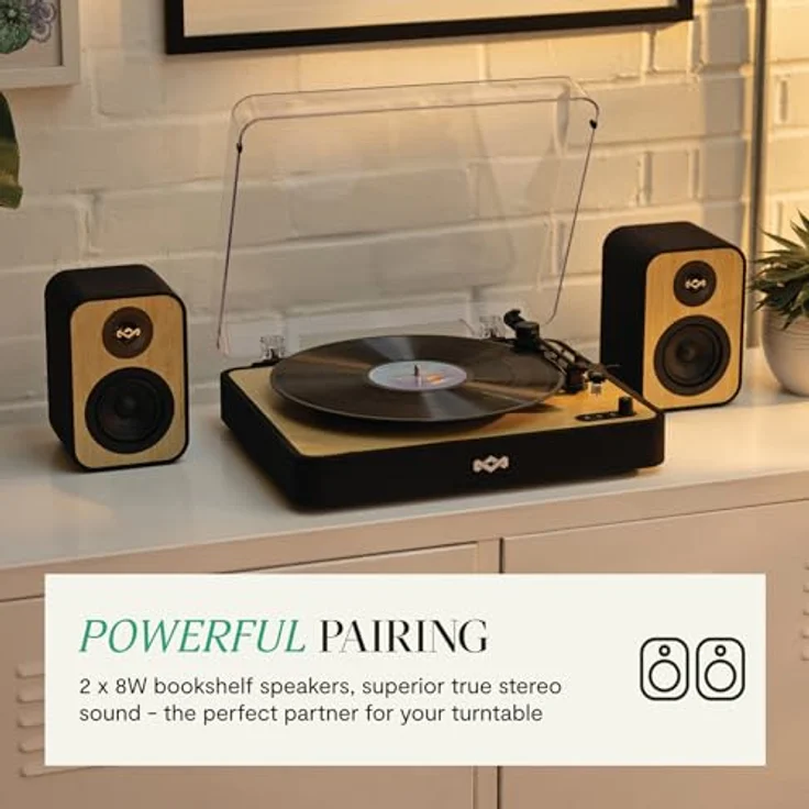 Marley House of Uplift Regallautsprecher – Bluetooth Stereo Paar, Holzlautsprecher für Plattenspieler, Handy, PC - Bambus Bluetooth Lautsprecher Boxen – Bild 3