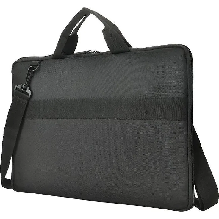 Deltaco Recycled 15.6-16" Laptop Sleeve, Notebooktasche aus 95 % recyceltem Material, Schwarz, gepolstert mit Schultergurt und praktischen Halterungen