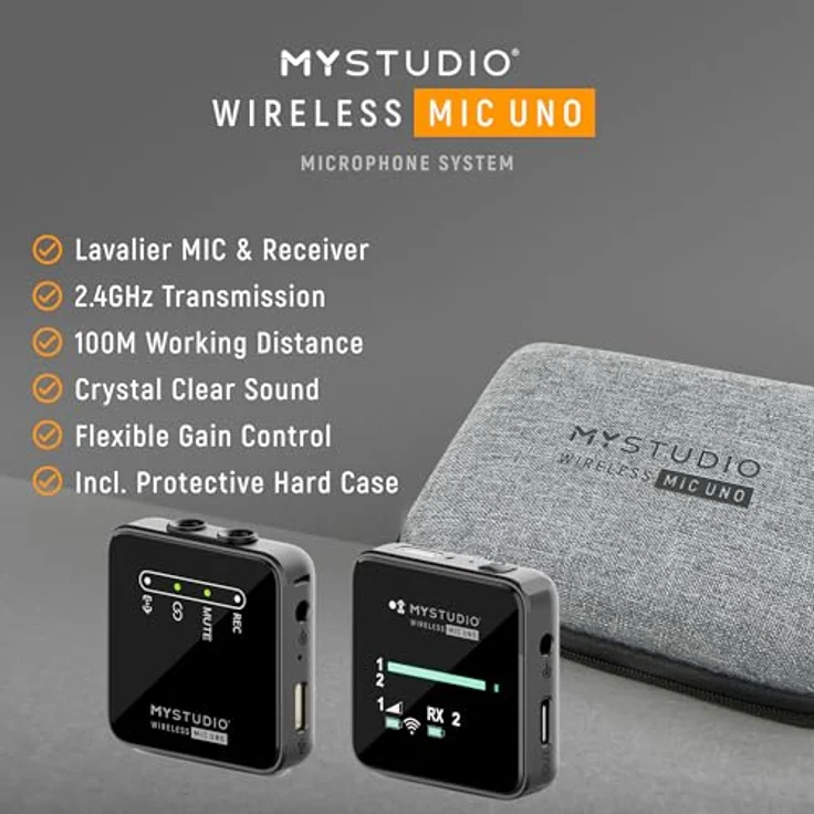 Easypix Mikrofon MyStudio Wireless Mic Uno, 2,4-GHz-Übertragung & 100m Reichweite – Bild 8