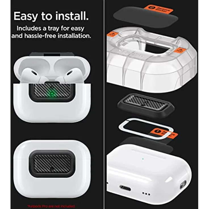 Spigen Lock Fit M [EZ FIT] Verriegelung für AirPods Pro 2. Generation/ AirPods Pro (2019), Carbon, mit Handschlaufe, keine Hülle enthalten – Bild 5