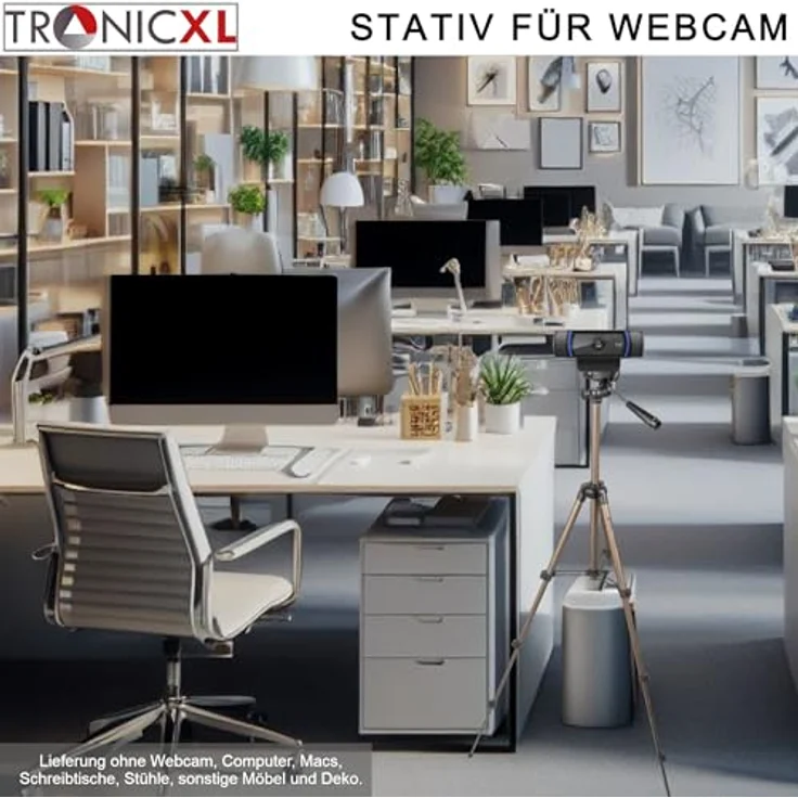TronicXL Tripod Stativ für Webcam Logitech C920 Brio 4K C925e C922x C922 C930e, einstellbare Höhe 35-105cm, 3-Wege-Panoramakopf, lichtgewichtig, praktische Transporttasche – Bild 2