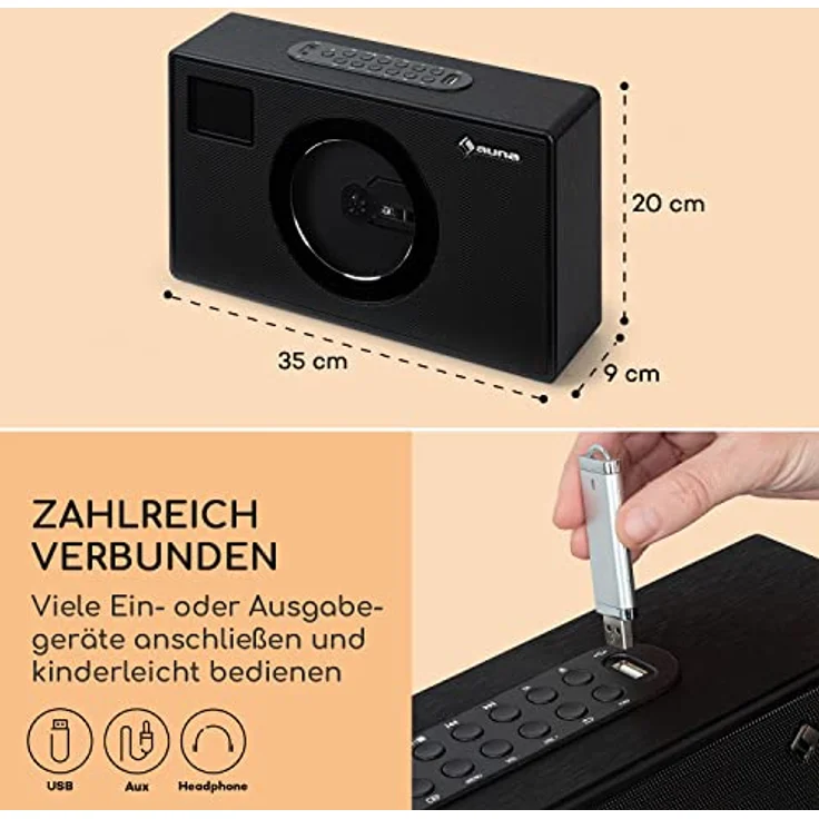 Auna Vertico Swing DAB, DAB+/FM Radio mit CD-Player, Bluetooth, LCD Display, Weckfunktion, Fernbedienung, wandmontierbar, Klein – Bild 7
