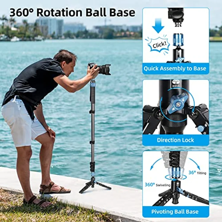 SIRUI P-325FL Carbon Einbeinstativ 170 cm mit Fliplocks + Standspinne – Bild 8