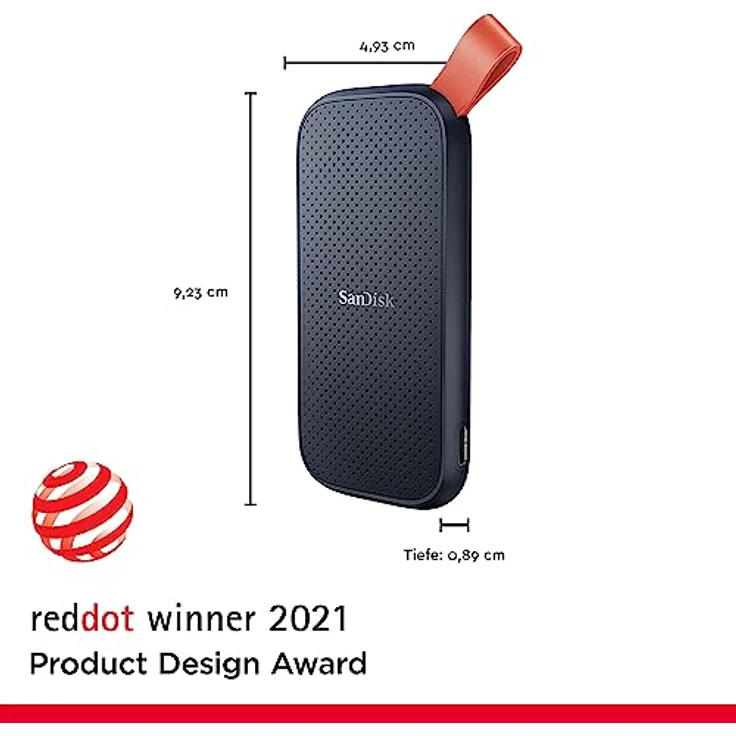 SanDisk Portable SSD 1 TB (externe Festplatte mit SSD Technologie 2,5 Zoll, 800 MB/s Übertragungsraten, robustes Laufwerk, robuste Befestigungsschlaufe aus strapazierfähigem Gummi) grau – Bild 2