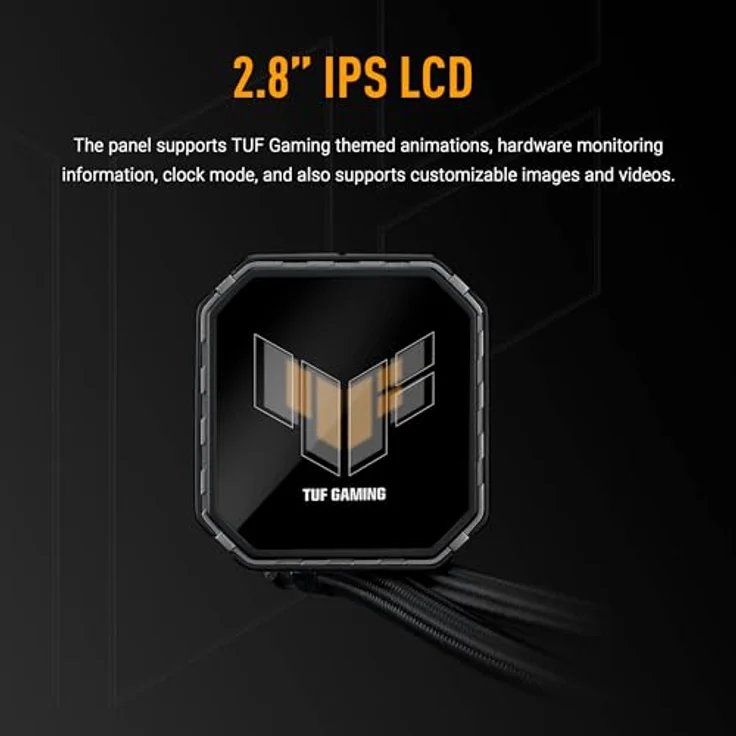ASUS TUF Gaming LC III 360 ARGB LCD, All-in-One-Flüssigkeitskühler mit 2,8 Zoll IPS-Display, drei vorinstallierten ARGB-Lüftern, 400-mm-Röhren, Schwarz – Bild 2