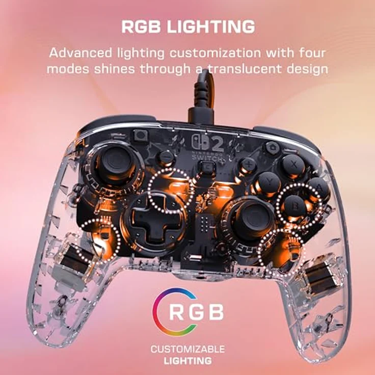 Turtle Beach Afterglow Transparent RGB Gaming-Controller, kabelgebunden, offiziell lizenziert für Nintendo Switch 2, anpassbare Beleuchtung und programmierbare Tasten – Bild 4