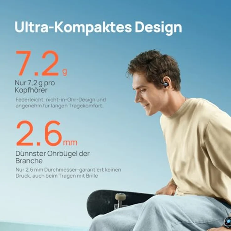 Mibro Open-Ear-Kopfhörer 30 Stunden Akkulaufzeit, Bluetooth 5.4, IPX4 wasserfest, Schnellladung, Mikrofon, Schwarz – Bild 4