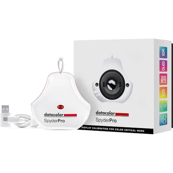 Datacolor SpyderPro – Erweiterte Monitorkalibrierung für optimiertes Farbmanagement, schnelle Kalibrierung in 90 Sekunden, 2024 Version