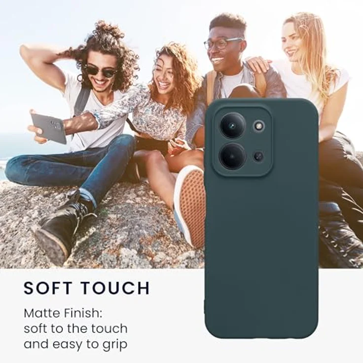 kwmobile Handyhülle kompatibel mit Xiaomi Redmi 15C 5G - Flexibles Silikon Case in Dunkler Schiefer, reißfest und rutschfest mit präzisen Ausschnitten für Kamera und Anschlüsse – Bild 4