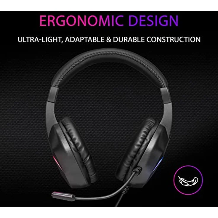 MARSGAMING Gaming MH122, FRGB Over Ear Kopfhörer mit Mikrofon, HiFi Sound, Geräuschunterdrückung, Ultraleichtgewicht, PS4 PS5 Xbox Switch Tablet Windows Mac, Schwarz, Large – Bild 3