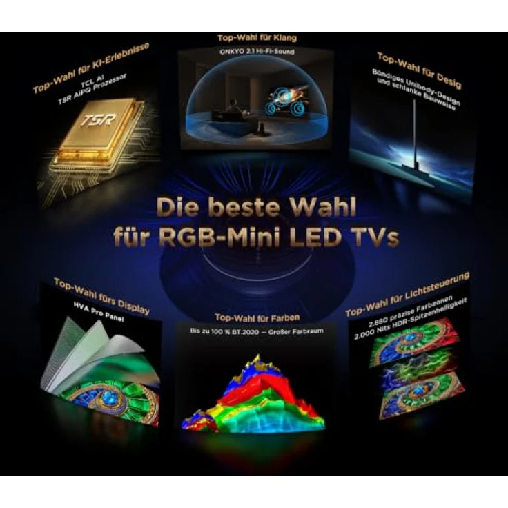 TCL RM7L 98RM7L, 98 Zoll 4K RGB Mini-LED Smart-TV mit WLAN, Schwarz – Bild 5