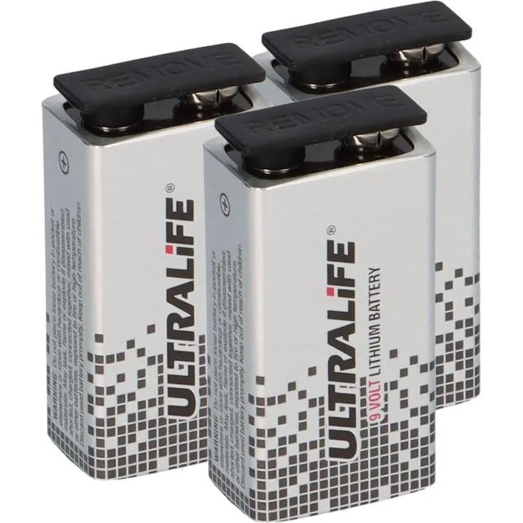 Ultralife U9VL-J-P Lithium 9V Block Batterie, 3er Pack mit 1200mAh - ideal für Rauchmelder & Sicherheitstechnik