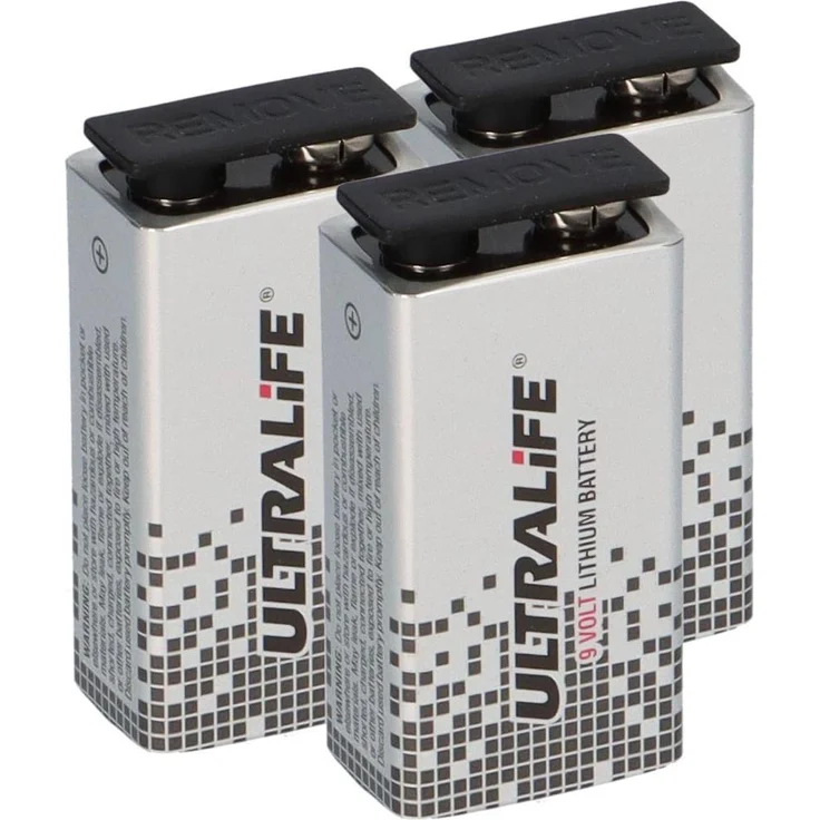 Ultralife U9VL-J-P Lithium 9V Block Batterie, 3er Pack mit 1200mAh - ideal für Rauchmelder & Sicherheitstechnik