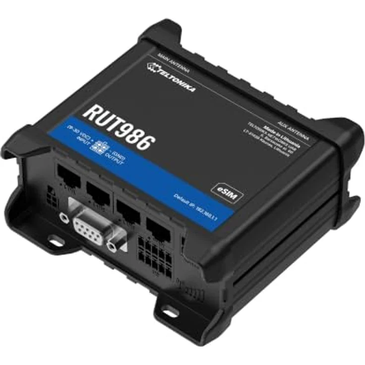 Teltonika RUT986, WLAN-Router mit 4G/3G/2G, 3-Port-Switch, DIN-schienenmontierbar, Wi-Fi 802.11n – Bild 1