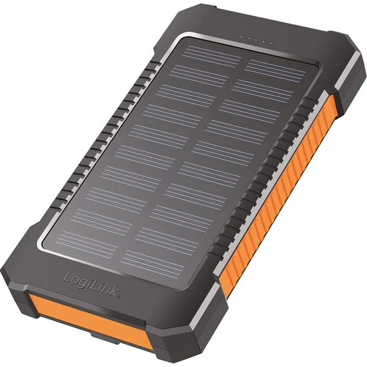 LogiLink Solar-Powerbank 8000 mAh orange Powerbank – Bild 1