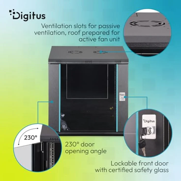 DIGITUS Wandgehäuse Dynamic-N Serie, 600x600 mm, 12HE, unmontiert, schwarz – Bild 4