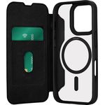 sbs mobile Puro Book Mag Case für Apple iPhone 16 Pro Max, Schwarz, mit integrierter Brieftaschenfunktion und Hardcover-Schutz