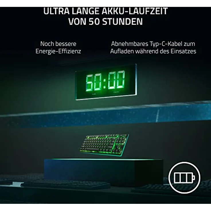 Razer DeathStalker V2 Pro Tenkeyless (Red Switch) - Kabellose Optische Low-Profile-Gaming-Tastatur (Lineare Optische Switches, HyperSpeed Wireless, Bluetooth 5.0) QWERTZ DE-Layout | Schwarz – Bild 4