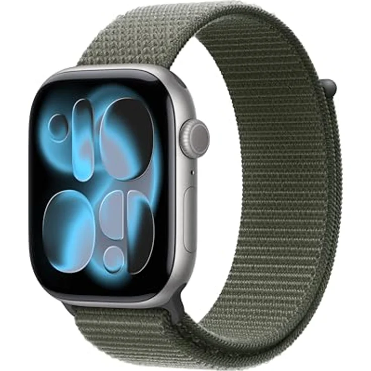 Apple Sport Loop, 46 mm, atmungsaktives Armband aus recyceltem Nylon, Waldgrün, One Size – Bild 2