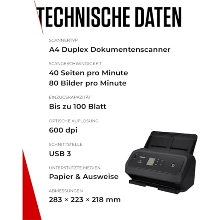 Canon DR-C340 A4 Dokumentenscanner, USB, Duplex-Scanfunktion, 40 Seiten/Min, 100-Seiten-Automatikzufuhr, CaptureOnTouch v5 Pro Software – Bild 6
