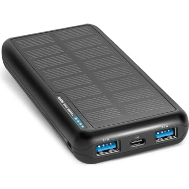 SBS Solar Ladegerät (10000 mAh, 10 W, 37 Wh), Powerbank, Schwarz – Bild 2