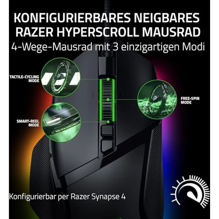 Razer Basilisk V3 35K - Ergonomische Gaming-Maus mit Focus Pro 35K Sensor (HyperScroll Tilt Wheel, 11-Zonen-Beleuchtung, optische Mausschalter Gen-3) Schwarz – Bild 2