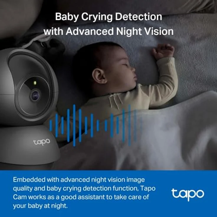 Tapo C201 360° WLAN-Überwachungskamera für Innenräume, 1080P, Nachtsicht, Bewegungserkennung, Zwei-Wege-Audio, kompatibel mit Alexa & Google Assistant, für Babys/Haustiere – Bild 5