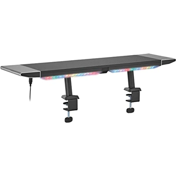 mywall Monitorständer HT44L mit RGB-Beleuchtung und Klemmbefestigung, Monitorerhöhung mit 2 Schubladen und 2 USB 2.0 Anschlüsse, Bildschirmständer für Bildschirme und Laptops, Belastung bis 20 kg – Bild 5