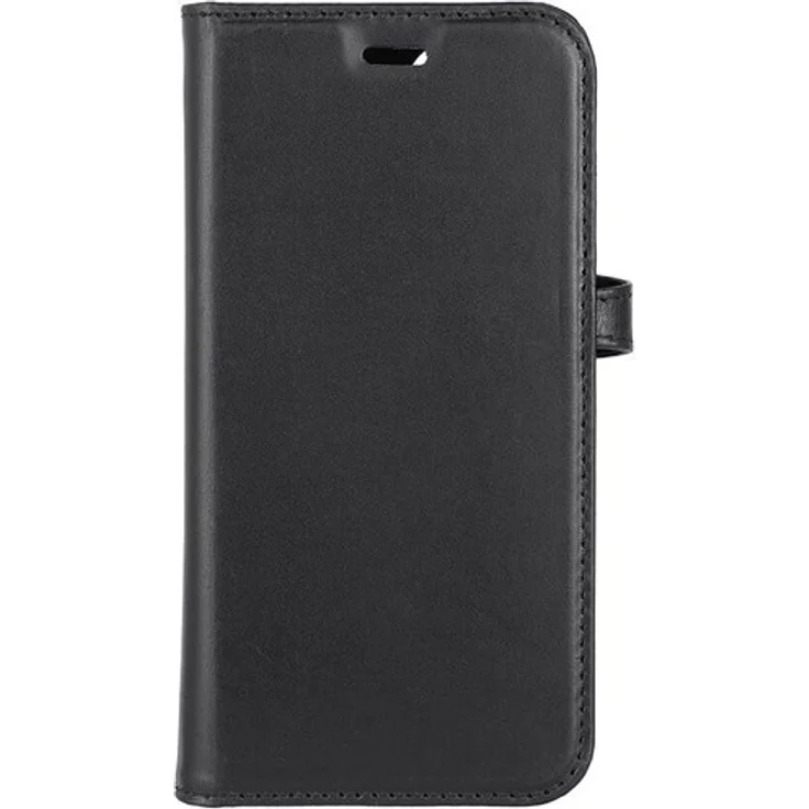 Buffalo Wallet Case Black für iPhone 13/14, Handy-Schutzhülle in Schwarz mit Geldbörsenfunktion