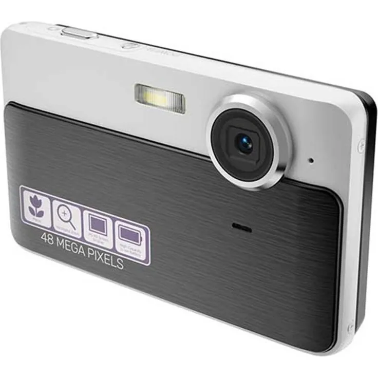 INF Digitalkamera, kompakt und schwarz, 48MP, 16x Zoom, Bildstabilisierung