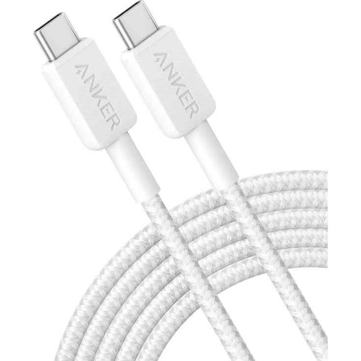 Anker 322 USB-C zu USB-C Kabel, 3 m, USB 3.0, 60 W, Nylon, weiß