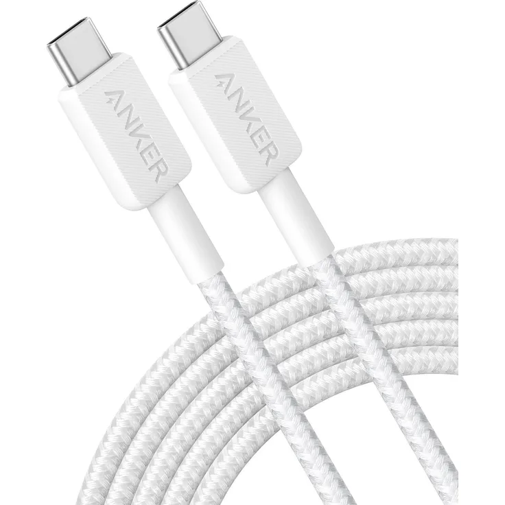 Anker 322 USB-C zu USB-C Kabel, 3 m, USB 3.0, 60 W, Nylon, weiß