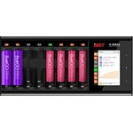 ISDT N8 Universal-Batterieladegeräte,LCD-Digtal-Ladegerät,8-Slot Speedy Smart Battery Schnellladegerät für Wiederaufladbare Batterien AA AAA Li-lon LiHv NI-MH NI-Cd LiFePO4 Entladeschutzfunktion
