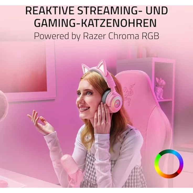 Razer Kraken Kitty V3 Pro, Kabelloses RGB-Gaming-Headset mit reaktiven Katzenohren, TriForce 40mm Treiber, Hyperspeed Wireless & Bluetooth, THX Spatial Audio | Quartz – Bild 2