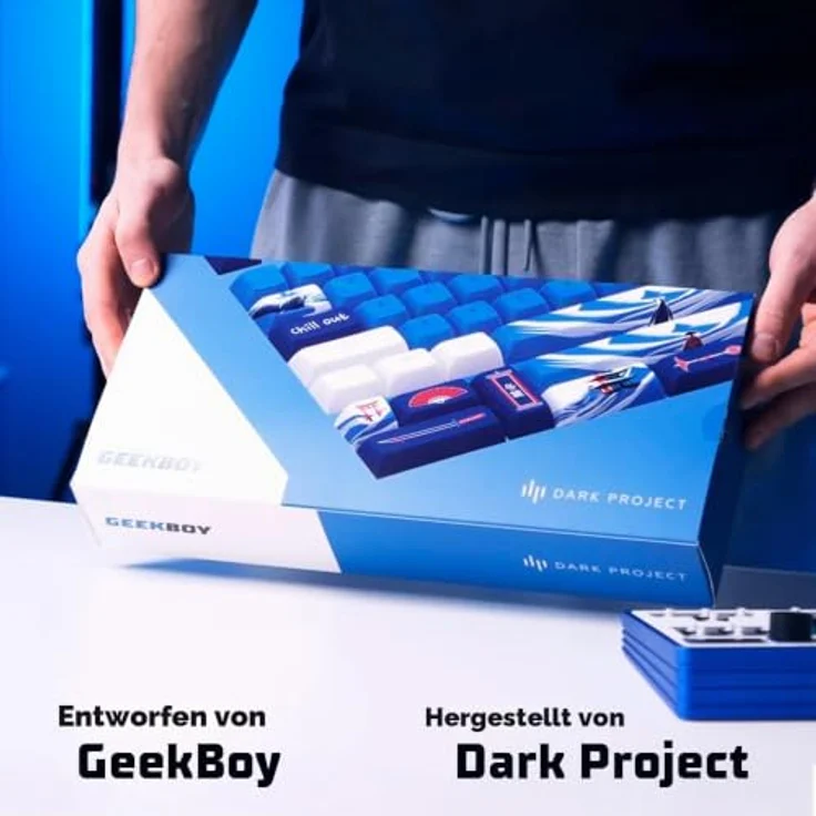 Dark Project GeekBoy PBT-Tastenkappen, ergonomisches CSA-Profil, ANSI/ISO-Layout, blau oder weiß – Bild 5