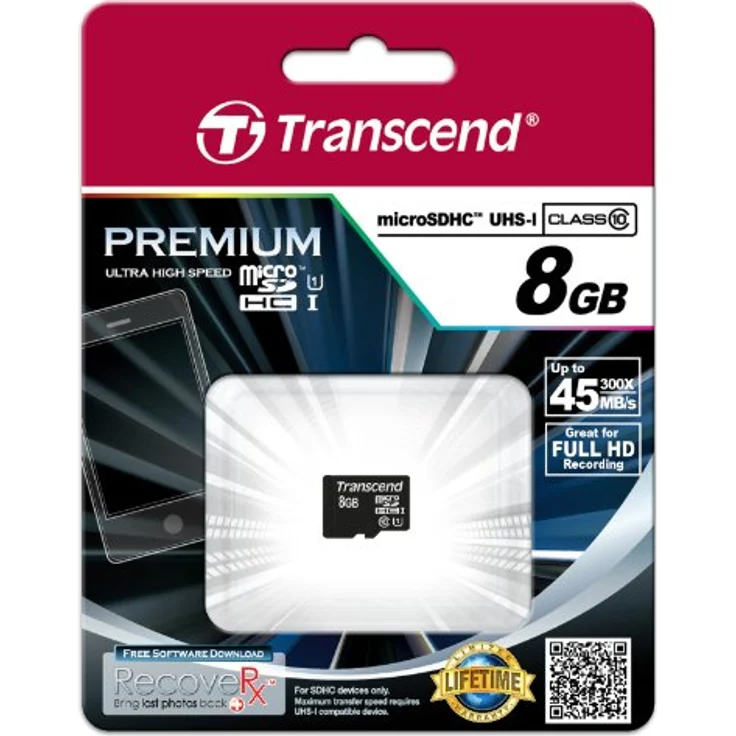 Transcend TS8GUSDCU1 Class 10 Premium microSDHC 8GB Speicherkarte UHS-I – Bild 2