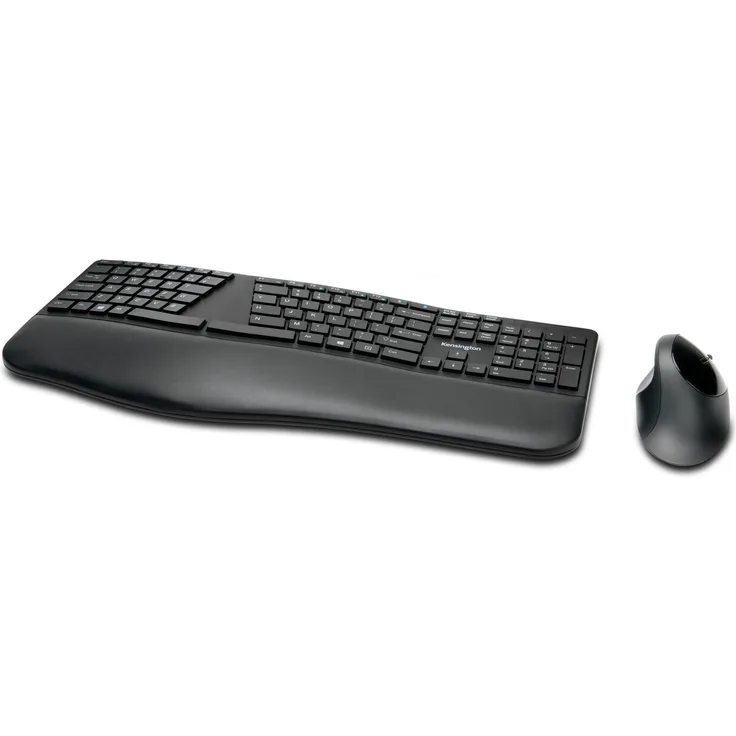 Kensington Pro Fit Ergo Wireless Keyboard and Mouse, ergonomische Tastatur und Maus in Schwarz