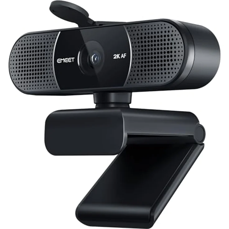 EMEET C960 2K Webcam, 2K QHD mit Dual Mikrofon, Objektivabdeckung, 70° Sichtfeld, automatische Lichtkorrektur, PDAF Autofokus, ideal für Zoom und Teams – Bild 1