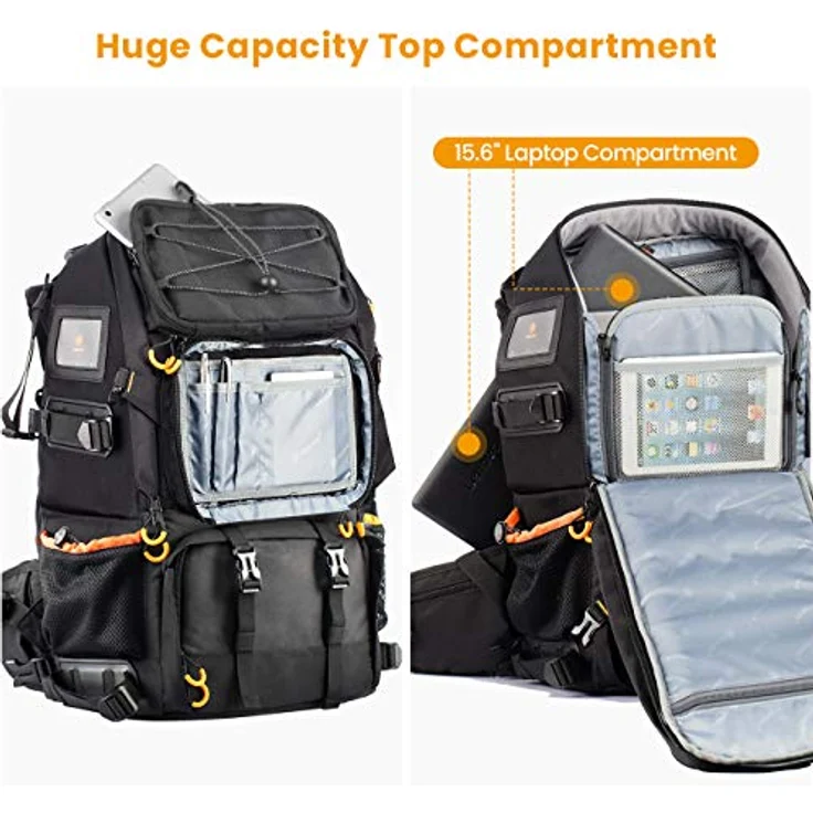 TARION Kamerarucksack Fotorucksack Groß 2-in-1, 27 Liter mit extra Kameratasche für Spiegelreflex D-SLR, wasserabweisend, schwarz – Bild 4